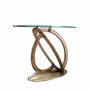Console table - Tempered glass and walnut oval console table - ANGEL CERDÁ