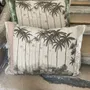 Fabric cushions - BADALPUR Ananbo monochrome printed linen cushion cover 40x55 cm Beige - EN FIL D'INDIENNE...