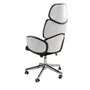 Fauteuils - Siège de bureau pivotant tissu gris clair et pvc blanc brillant - ANGEL CERDÁ
