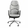 Fauteuils - Siège de bureau pivotant tissu gris clair et pvc blanc brillant - ANGEL CERDÁ