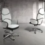 Fauteuils - Siège de bureau pivotant tissu gris clair et pvc blanc brillant - ANGEL CERDÁ