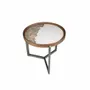 Coffee tables - Round coffee table in porcelain marble, walnut and dark metallic steel - ANGEL CERDÁ