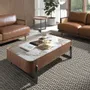 Coffee tables - Rectangular coffee table in porcelain marble, walnut and dark metallic steel - ANGEL CERDÁ