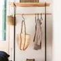 Dressings - PORTANT EN ACIER ET BOIS D'EUCALYPTUS AVEC ETAGERE - COSYDAR-DECO