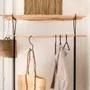 Dressings - PORTANT EN ACIER ET BOIS D'EUCALYPTUS AVEC ETAGERE - COSYDAR-DECO