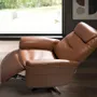 Fauteuils - Fauteuil pivotant en cuir marron - ANGEL CERDÁ
