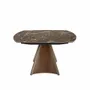 Dining Tables - Oval Barrel porcelain marble and walnut effect steel dining table - ANGEL CERDÁ