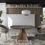 Dining Tables - Oval Barrel porcelain marble and walnut effect steel dining table - ANGEL CERDÁ