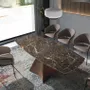 Dining Tables - Oval Barrel porcelain marble and walnut effect steel dining table - ANGEL CERDÁ