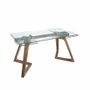 Dining Tables - Rectangular tempered glass and walnut extending dining table - ANGEL CERDÁ