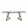Dining Tables - Rectangular tempered glass and walnut extending dining table - ANGEL CERDÁ