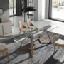 Dining Tables - Rectangular tempered glass and walnut extending dining table - ANGEL CERDÁ