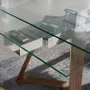 Dining Tables - Rectangular tempered glass and walnut extending dining table - ANGEL CERDÁ