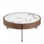 Tables basses - Table basse ronde en marbre porcelaine, noyer et acier noir - ANGEL CERDÁ