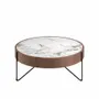 Tables basses - Table basse ronde en marbre porcelaine, noyer et acier noir - ANGEL CERDÁ