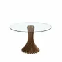 Dining Tables - Round tempered glass and walnut dining table - ANGEL CERDÁ