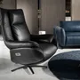 Armchairs - Black leather swivel armchair - ANGEL CERDÁ