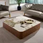 Coffee tables - Porcelain marble and walnut square coffee table - ANGEL CERDÁ