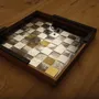 Caskets and boxes - Glass and wooden chessboard, chess game - NARCIS