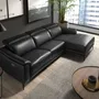 Sofas - Right chaise longue relaxation sofa in black leather - ANGEL CERDÁ