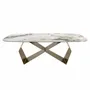 Dining Tables - Rectangular dining table in porcelain marble and champagne-coloured st - ANGEL CERDÁ