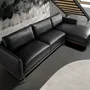 Sofas - Right chaise longue sofa black leather - ANGEL CERDÁ