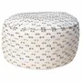 Outdoor space equipments - Round stool with removable cover, footrest, white fabric, multi-colored hair - MX HOME