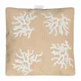 Outdoor decorative accessories - Raffia outdoor cushion with white coral embroidery - MX HOME