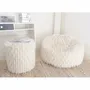 Lawn chairs - White faux fur pouf  - MX HOME