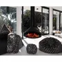 Chaises de jardin - Pouf en fausse fourrure noire et blanche - MX HOME