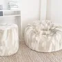 Lawn chairs - Beige and white faux fur pouf - MX HOME