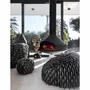 Outdoor decorative accessories - Black and white faux fur ball cushion - MX HOME