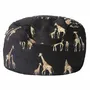 Chaises de jardin - Pouf en velours noir avec girafes brodées - MX HOME