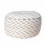 Chaises de jardin - Tabouret déhoussable rond repose pieds tissu blanc poils multi couleur - MX HOME