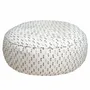 Chaises de jardin - Pouf XXL déhoussable rond en tissu blanc poils multi couleur - MX HOME