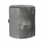 Lawn chairs - Gray velvet pouf with embroidered elephants - MX HOME