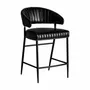 Tabourets - Tabouret en peau noir 55x59x93 cm - VICAL