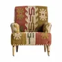 Fauteuils - Fauteuil en bois de mangue tons clairs kilim en 82x83x90 cm - VICAL