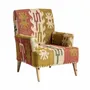 Fauteuils - Fauteuil en bois de mangue tons clairs kilim en 82x83x90 cm - VICAL
