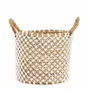Storage boxes - The Crossed Stitched Macrame Basket - Natural White - M - BAZAR BIZAR LIVING
