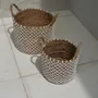 Storage boxes - The Crossed Stitched Macrame Basket - Natural White - M - BAZAR BIZAR LIVING