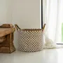 Storage boxes - The Crossed Stitched Macrame Basket - Natural White - M - BAZAR BIZAR LIVING