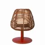 Éclairage LED - Lampe de table USB en rotin et cuir - SOL & LUNA