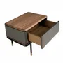 Night tables - Bedside table in matt dark grey wood, black steel and walnut top - ANGEL CERDÁ