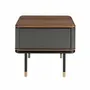 Night tables - Bedside table in matt dark grey wood, black steel and walnut top - ANGEL CERDÁ