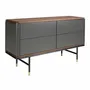 Chests of drawers - Chest of drawers dark grey matt wood, black steel and walnut top - ANGEL CERDÁ
