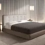 Lits - Lit rembourré en tissu marron et éco-cuir marron avec revêtement blanc - ANGEL CERDÁ