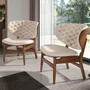 Armchairs - Sand and walnut leatherette armchair - ANGEL CERDÁ