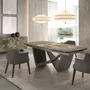 Dining Tables - Oval extending dining table oval barrel porcelain marble and taupe met - ANGEL CERDÁ
