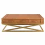 Coffee tables - Rectangular leather and golden steel coffee table - ANGEL CERDÁ